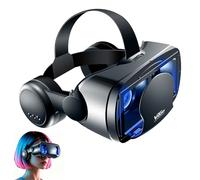Lunettes VR 3D pour smartphone avec casque, casque de réalité virtuelle - Lentilles HD anti-lumière bleue, IPD et mise au point réglables, compatible avec iPhone et Android (5-7"), casque VR pour