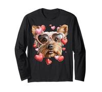 Lunettes Yorkshire Terrier en Forme de cœur pour la Saint-Valentin Manche Longue