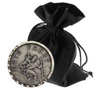 LUNEXUS Aimant de Voiture Christophe Ø 3 cm - Plaque Saint Christophe « Gute Fahrt » avec Certificat - Patron conducteur - Tampon adhésif et Aimant - Porte-Bonheur Voiture pour Une Conduite sûre