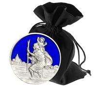 LUNEXUS Aimant de Voiture Saint Christophe Ø 3,5 cm - Plaque de Voiture Saint Christophe - Bénéfice - Patron automobiliste - Médaille de Voiture Christophe - Ange Gardien - Aimant de Voiture
