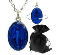 Lunexus Chaîne Marie - Médaille miraculeuse - Pendentif Vierge Marie bénie - Bijoux chrétiens - Collier Vierge, Anhänger 3 cm, Kette