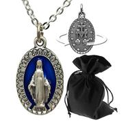 Lunexus Chaîne Marie - Pendentif Vierge Marie bénie avec médaille miraculeuse - Pendentif Marie - Sainte Madone - Bijoux chrétiens - Chaîne croix pour femme - Chaîne en acier inoxydable de 60 cm