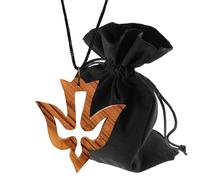 Lunexus Collier Pendentif Colombe en Bois d'Olivier de Bethléem 5x4,5cm | Collier pendentif colombe en bois d'olivier de Bethléem, béni, avec cordon ajustable et pochette velours.