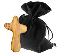 Lunexus Croix de consolation 5 cm - Bois d'olivier de Bethléem - Fait à la main, béni et consacré - Croix pour communion, baptême, confirmation, prière, pèlerins et malades - Croix de guérison -
