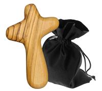 Lunexus Croix de réconfort 10 cm - Croix de vie - Béni et consacré - En bois d'olivier de Bethléem - Croix de prière pour guérison, réconfort, pèlerinage, communion, confirmation, baptême - Cadeau