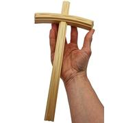 Lunexus Croix murale de 28 cm en bois de tilleul naturel laqué avec vernis naturel béni avec certificat pour montage mural Croix en bois catholique chrétien allemand fait main cadeau décoration