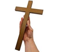 Lunexus Croix murale en bois de hêtre - 30 cm - Béni - Fabriquée à la main - Croix murale en bois à suspendre - Décoration pour autel de maison - Cadeau de communion, baptême, confirmation religieuse