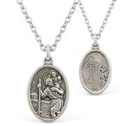Lunexus Médaille Saint Christophe Acier Inoxydable 2,5x1,5 cm Voyageurs | Médaille Saint Christophe en acier inoxydable, bénie, avec chaîne et certificat, pour voyageurs et proches.