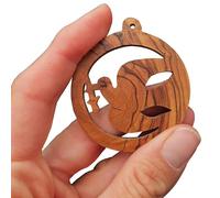 Lunexus Pendentif colombe de la paix avec croix en bois d'olivier - Fabriqué à la main à Bethléem - Décoration de sapin de Noël et étiquette cadeau de la Terre Sainte - Avec ruban doré de 20 cm et