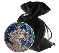 Lunexus Plaque Saint Christophe Métal Moulé Bleu, Ø 3 cm Voiture | Plaque Saint Christophe bénie pour voiture, Ø 3 cm. Compagnon spirituel discret pour tous vos voyages.