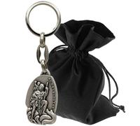 Lunexus Porte-clés Saint Christophe - Ange gardien pour voiture et moto - Béni - patron automobile - Porte-bonheur - Cadeau pour pèlerins, argenté, 9,5 cm