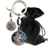 Lunexus Porte-clés Saint Christophe - Béni avec certificat - Avec pochette en velours - Porte-bonheur pour les automobilistes et les voyageurs - Porte-clés saint patron voiture talisman chrétien, bleu