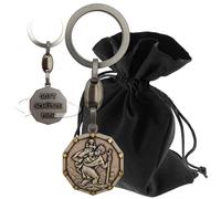 LUNEXUS Porte-clés Saint Christophe - Pendentif Saint Christophe patron des voyageurs, patron des automobilistes - béni avec certificat - Métal argenté vieilli - Porte-bonheur chrétien