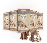LUNGO FORTE Lot de 150 capsules de café, de qualité supérieure, compatibles avec les machines Nespresso, capsules 100 % recyclables, café à acidité fine, arrondi avec un assaisonnement harmonieux et