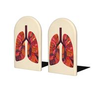 Lungs In The Style Of Century Bookends for Shelf 2 Pcs Wood Book Stopper Organizer For Home Office Bibliothèques