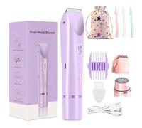 Lunias Shaver, 2025 New Upgrade Lunias Shaver Women, 2 in 1 Electric Dual Head Razors, Portable Waterproof Bikini Trimmer for Women, Wet & Dry for Leg Arm Underarm Pubic Area (Purple)