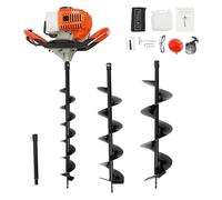 LUNICASHA Tarière à essence 52CC avec 3 forets (100/150/200 mm), 1,98 CV 2 temps, profondeur de perçage 180 cm, avec rallonge pour construction de clôture, jardin et fondations