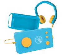 Lunii - ma fabrique à histoires bleue avec son casque assorti bleu et sa