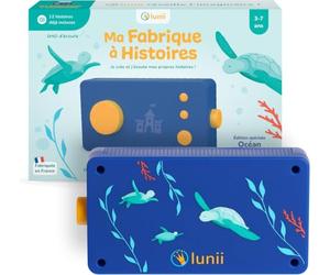Lunii - Ma Fabrique à Histoires édition limitée Océan + 1h41 d'histoires à Composer incluses à télécharger, Boîte à Histoires Interactive pour Enfants de 3 à 8 Ans - Conteuse fabriquée en France