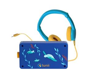 Lunii - Ma Fabrique à Histoires édition limitée Océan et Son Casque Bleu Assorti - Conteuse pour Enfants de 3-8 Ans - 13 Histoires interactives Inclus 1h41 d'écoute - Conteuse fabriquée en France