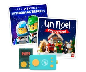 Lunii - Pack 2 Livres Audio interactifs pour Enfant dès 5 Ans : Un Noël Fantas’Briques, Les Aventures Intergalac’Briques - 2h30 d'écoute - Boîte à Histoires Lunii