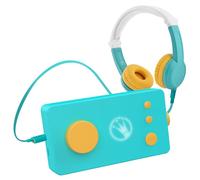 Lunii, Pack de Voyage Ma Fabrique à Histoires Verte + Casque Audio Enfant Filaire Pliable, Réglable et Confortable, Livre Audio de 24 Histoires interactives Inclus, Dès 3 à 8 Ans, Fabriquée en France
