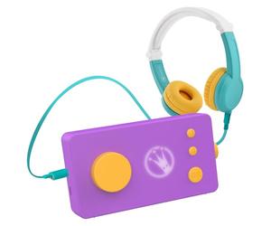 Lunii - Pack de Voyage Ma Fabrique à Histoires Violette + Casque Audio Vert + 2h30 d'histoires incluses à télécharger, Boîte à Histoires Interactive pour Enfants de 3 à 8 Ans - Fabriquée en France