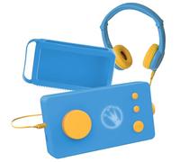 Lunii - Pack Ma Fabrique à Histoires Bleue + Casque Audio Bleu + Coque de Protection Bleue + 2h30 d'histoires incluses à télécharger, Dès 3 à 8 Ans - Fabriquée en France