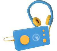 Lunii - Pack Voyage Ma Fabrique à Histoires Bleue + Casque, de 3 à 8 Ans | Casque enfant volume limité à 85 dB inclus, livre audio de 24 histoires offertes soit 2h30 d'écoute, sans écran ni ondes