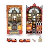LUNIQUESHOP Kit Book Nook - Maison Miniature à Monter soi-même - Cathédrale et Gare - Maquette 2 Faces - Serre Livre Kit de modélisation avec lumière LED