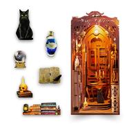 LUNIQUESHOP Kit Book Nook - Maison Miniature à Monter soi-même - Librairie Magique - Modèle 3D avec lumière LED - Kit de modélisation pour 14 Ans et Plus