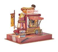 LUNIQUESHOP Puzzle 3D Food Truck Burger à Assembler - Modèle réaliste avec pièces ajustées et lumière LED - Kit créatif pour 14 Ans et Plus