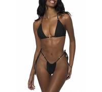 LUNNTE Ensemble bikini pour femme string bikini maillot de bain push-up avec coupe triangle spaghetti maillot de bain deux pièces, Noir , XS