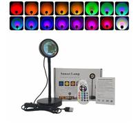 LUNO Welfare Lampe Coucher de Soleil LED 24 Couleurs Rotation 180°, Télécommande USB, Éclairage Ambiance Romantique, Idéale Photo TikTok Instagram, Décoration & Cadeau Original