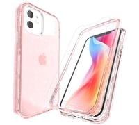 LUNOVATE Coque pour iPhone 11 Antichoc Paillettes 360 avec 2 films de protection d'écran PC rigide + TPU souple 3 en 1 Coque de protection transparente pour iPhone 11 6,1" - Paillettes roses