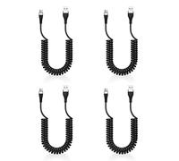 Lunpoem 4PCS Câble USB C Spirale 1m 120W 6A, Câble USB C Charge Rapide et Transfert de Données, C vers USB A Compatible avec Systèmes de Voiture et Carplay