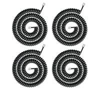 Lunpoem 4PCS Cordon Telephone, Noir Spiralé RJ9, Câble Téléphonique Filaire de 1 à 3 Mètres, Câble Spiralé Compatible avec Téléphone Fixe et Combiné,
