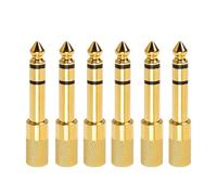 Lunpoem 6 PCS Adaptateur Jack 6,35 Mm Mâle vers 3,5 Mm Femelle Stéréo, Connecteurs Audio en Cuivre Plaqué Or 24k, Gros Jack vers Mini Jack pour Casque, Piano, Guitare, Amplificateur Et Hi-FI