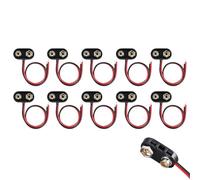 Lunpog Lot de 10 connecteurs de batterie 9 V - Type I - Connecteur à clip de batterie 9 V - Avec câble de raccordement de 15 cm - Connecteur de batterie 9 V - Boucle - Boîtier en plastique - Type I