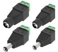 Lunpog Lot de 4 connecteurs DC mâles et femelles 5,5 mm x 2,1 mm pour caméra CCTV, bande LED, adaptateur connecteur jack (2 x prise DC, 2 x fiche DC)