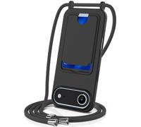 Lunso Compatible avec iPhone 17 Air - Coque de téléphone avec cordon et porte-cartes - Noir