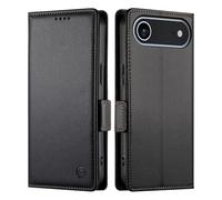 Lunso Coque compatible avec iPhone 17 Air - Étui portefeuille en cuir PU avec espace pour cartes - Noir