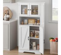 LUNSY 130 cm - Armoire de Cuisine avec 4 Portes - Armoire Haute avec étagère réglable - 4 Compartiments - pour Cuisine, Salon, Salle de Bain, Salle à Manger, Bureau