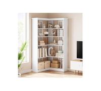 LUNSY Bibliothèque d'angle en forme de L - Meuble Étagère à 5 Niveaux - Rangement Ouvert - 185cm - Blanc