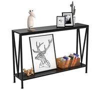 LUNSY Table Console étroite en Bois avec Espace de Rangement, Table Basse en Bois et métal avec étagère, Table d'appoint pour entrée, Salon (Noir, 110 x 25 x 76 cm)