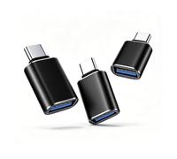 Luntak Lot de 3 adaptateurs USB A vers USB C - Noir | Adaptateur USB C 3.0 mâle vers USB A femelle compatible avec MacBook Air, iPhone 17/16 Series, iMac, iPad, Galaxy A17/A57/S26