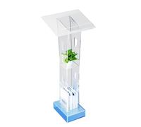 Luntra Pupitre d'orateur transparent en acrylique avec éclairage LED bleu, plate-forme multifonction de 110 cm de haut, convient aux églises, conférences, conférences et discours