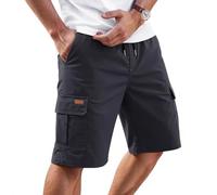 LUNULE Short Cargo Homme Pantacourt D'Été Décontracté pour L'Extérieur Bermuda Taille Élastique Cordon De Serrage Short De Travail Classique en Chino Extensible avec Poches