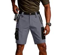 LUNULE Short Homme Bermuda avec Poches Été Plage Cargo Shorts et Bermudas Taille Elastique Short de Travail Cordon de Serrage Uni Baggy Pantacourt Confortable Décontracté Randonnée Shorts Sportswear