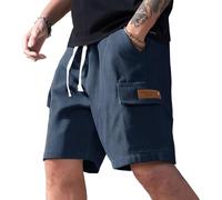 LUNULE Short Homme Velours Côtelé Bermuda avec Poches Été Plage Cargo Shorts et Bermudas Taille Elastique Short Vintage Baggy Pantacourt Confortable Décontracté Corduroy Shorts Court Homme